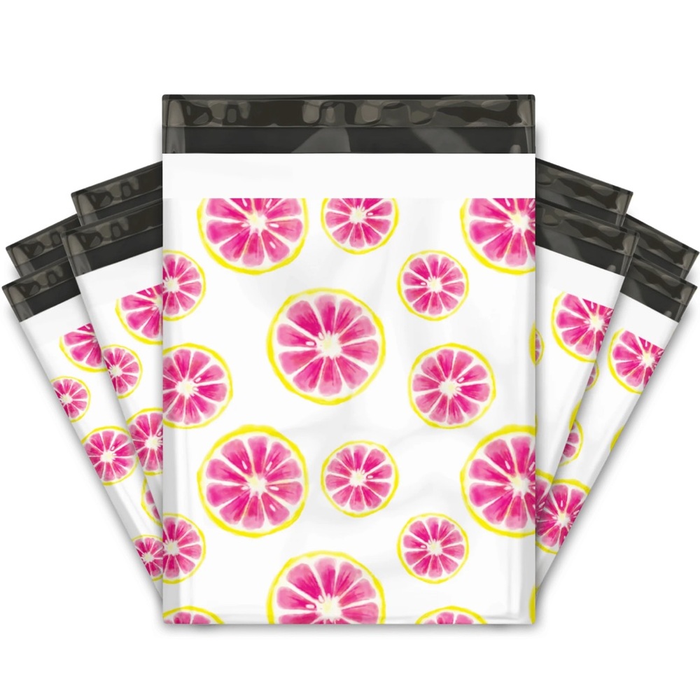 20 Pink Grapefruit Poly Mailers – 10x13 Fruit Shipping Bags – Boutique Packaging